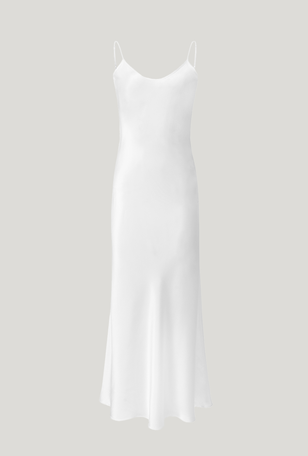 White silk maxi dress with open back Biała satynowa sukienka maxi z jedwabiu z wyciętymi plecami