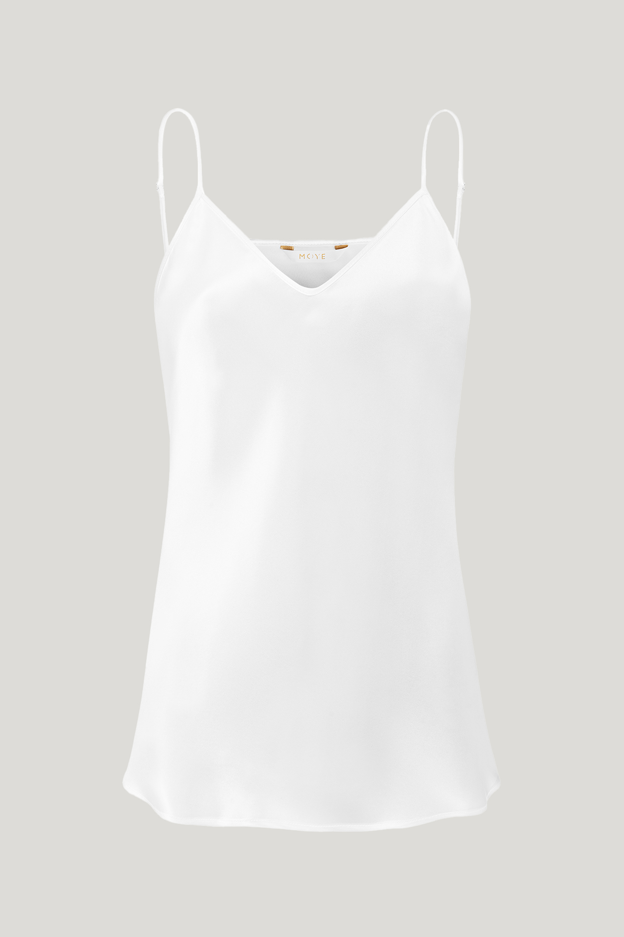 White strappy silk satin V-neck top Jedwabny biały top na ramiączkach z dekoltem V