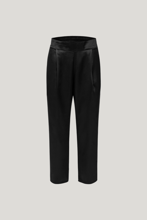 Black silk satin trousers Czarne jedwabne spodnie garniturowe