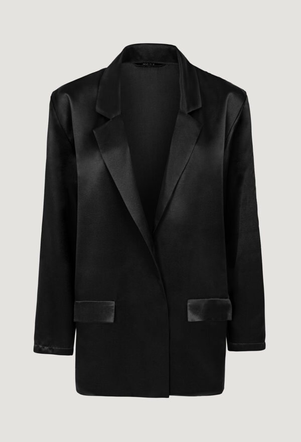 Oversized silk blazer in black