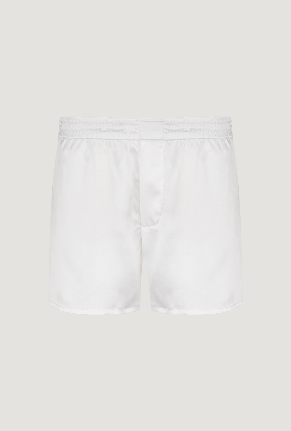 White silk satin boxer shorts