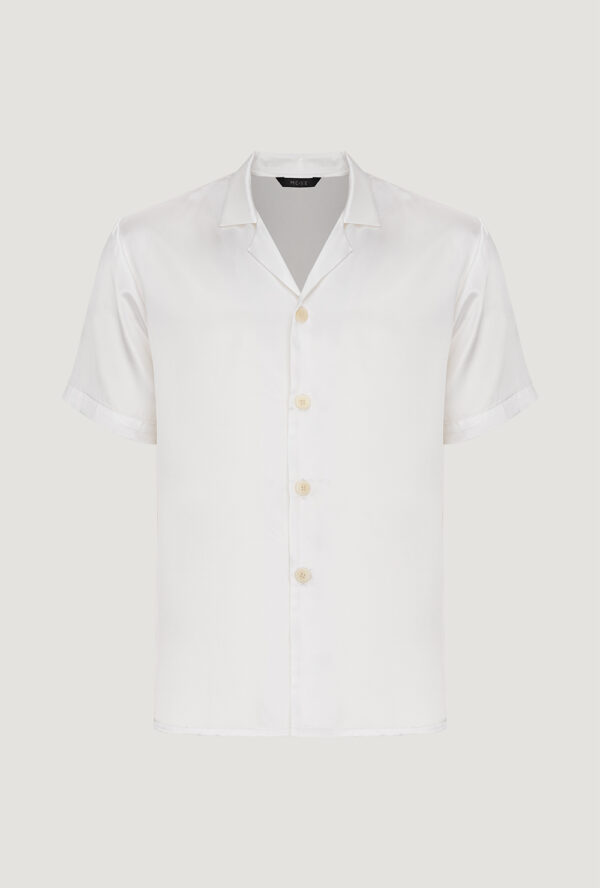 White silk short-sleeved men's shirt
