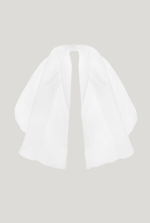 White silk organza bow veil