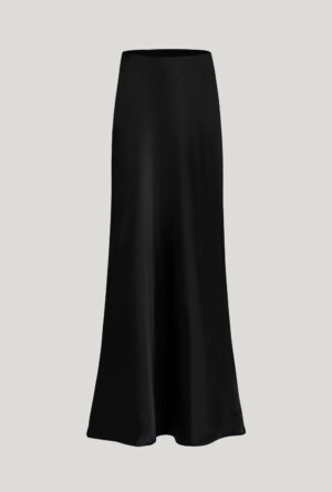 Silk satin maxi slip dress in black Jedwabna spódnica maxi z czarnej satyny