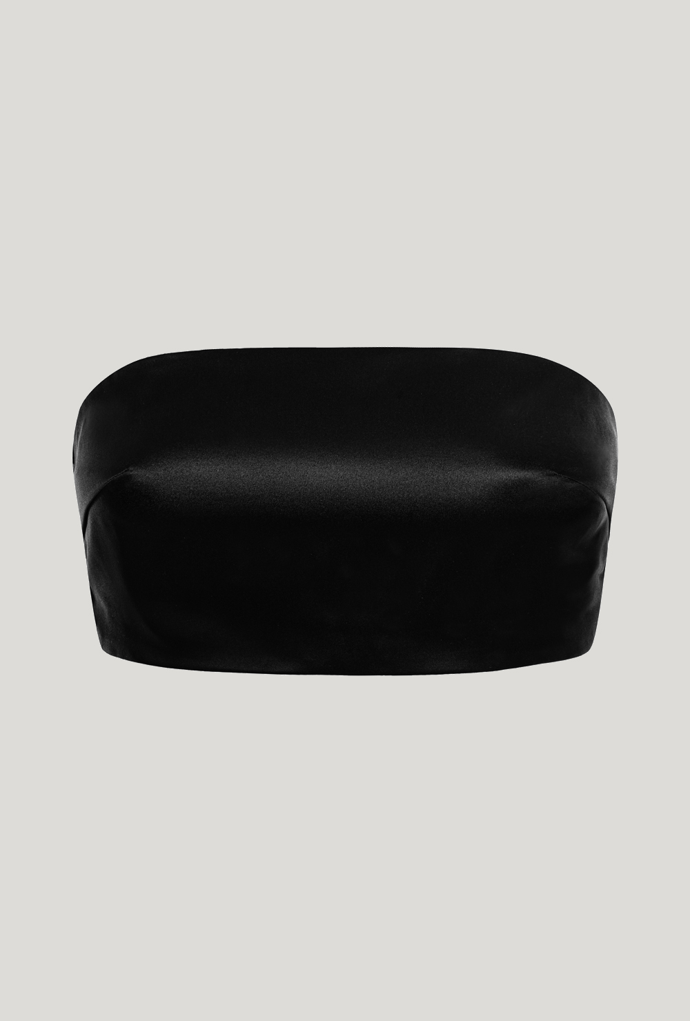 Black strapless bralette top made of silk satin Czarny jedwabny top typu braletka