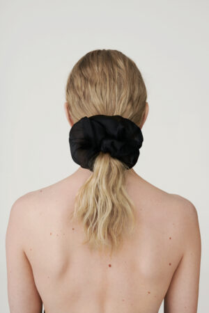 Black silk organza hair scrunchie