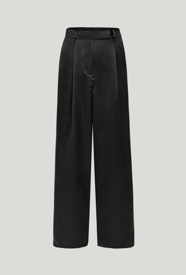Full-lenght silk trousers made of black satin